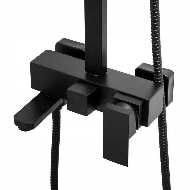 Zestaw prysznicowy natynkowy Bateria kolumna Mikka CZARNY MAT