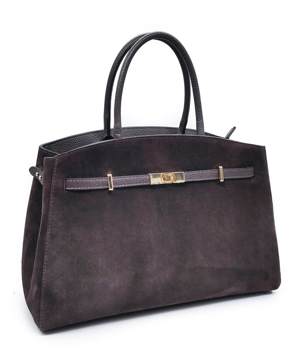 Torebka skóra zamszowa czekoladowa VeraPelle