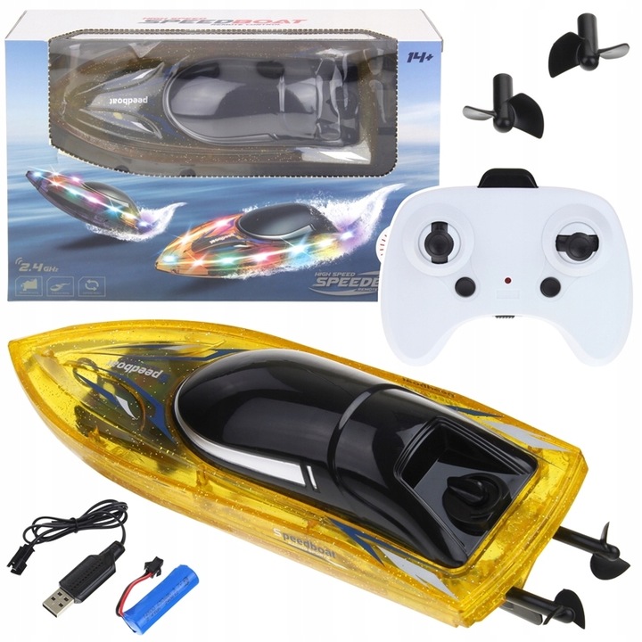 Motorówka Łódź Łódka Wyścigowa Zdalnie Sterowana RC Światła LED + Pilot