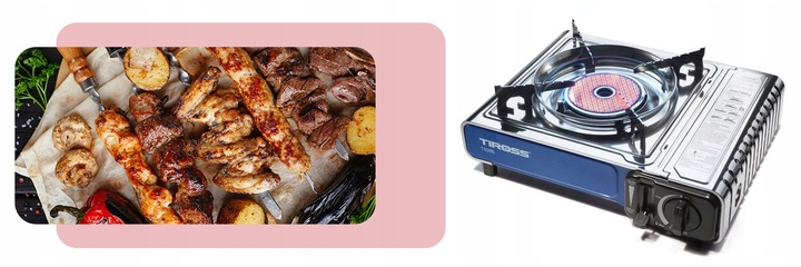KUCHENKA TURYSTYCZNA TIROSS TS-266 SREBRNA 1650 W + 4 x BUTLE GAZOWE TS700