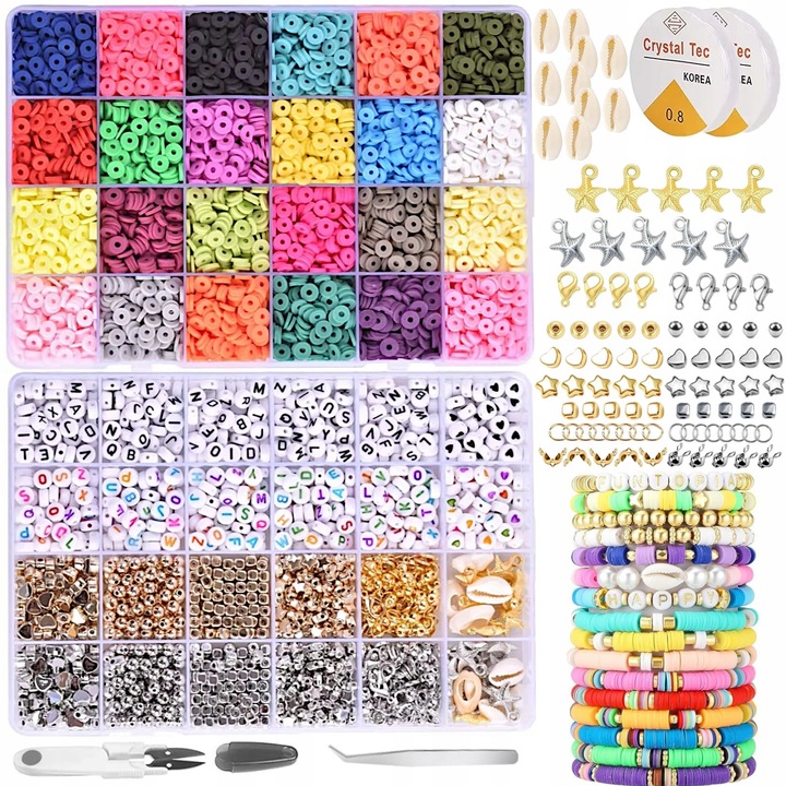 ZESTAW KORALIKÓW DO ROBIENIA BRANSOLETEK BIŻUTERII ZAWIESZKI SERDUSZKA