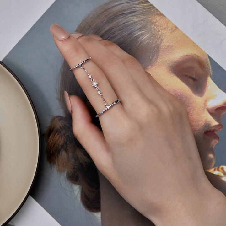 Pierścionek Srebrny Regulowany Podwójny Srebro 925