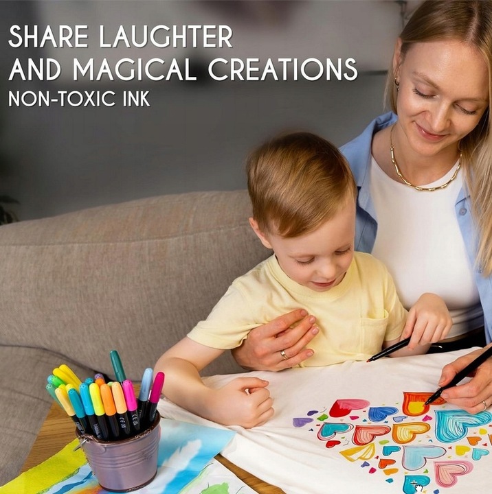 ZENACOLOR 32x Markery do tekstyliów Pisaki do Ubrań Tkanin Trwałe Flamastry