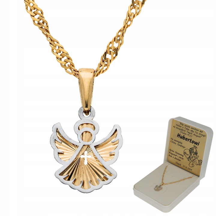 Złoty aniołek 333 łańcuszek gratis grawer Chrzest