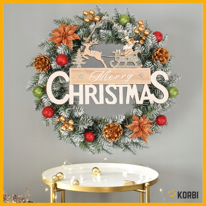 WIENIEC BOŻONARODZENIOWY ELEGANCKA DEKORACJA ŚWIĄTECZNA CZERWONY WZ9 40CM