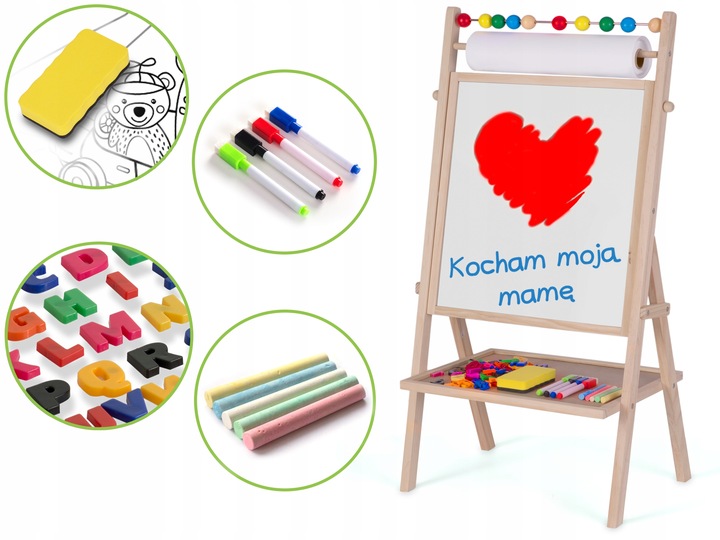 TABLICA EDUKACYJNA DLA DZIECKA +3 PAPIER DO RYSOWANIA PISANIA ZESTAW XXL