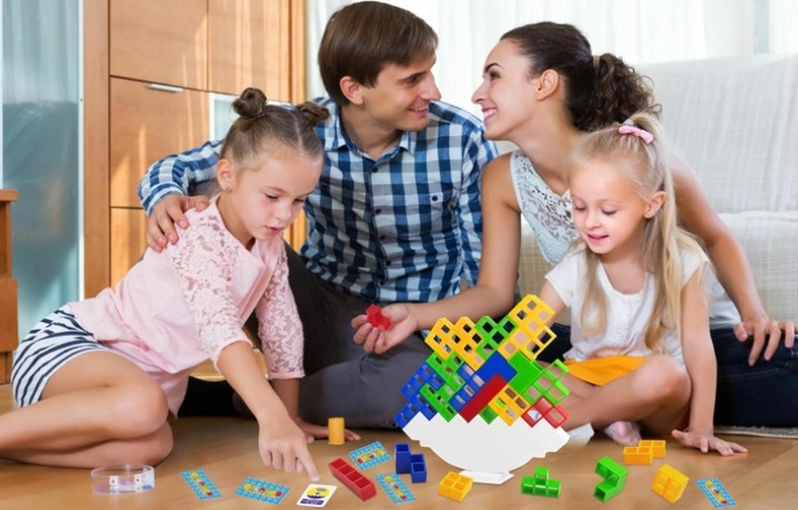 48-CZĘŚCIOWA GRA RÓWNOWAŻĄCA EDUKACYJNA UKŁADANKA DLA DZIECI TETRA TOWER 3D