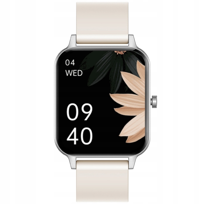 SMARTWATCH ZEGAREK DAMSKI ROZMOWY MENU PL PULS SMART WATCH SREBRNY 2 PASKI