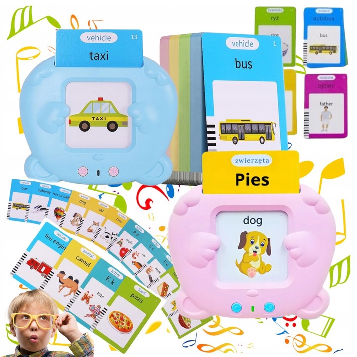 Czytnik Kart do Nauki Słówek Polski i Angielski 448 Słów Trzy Tryby Języków