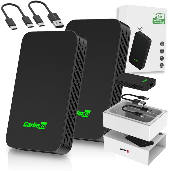 2 SZTUKI ADAPTER CARLINK 5.0 APPLE CARPLAY ANDROID AUTO BEZPRZEWODOWY