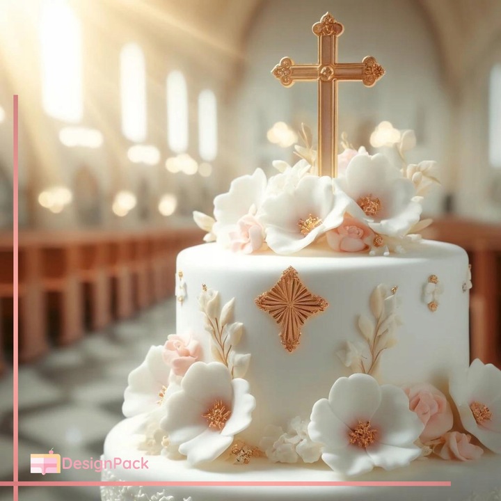 Pudełko pod tort komunijny 42x32x25 podkład pod tort złoty 40x30 na Komunię