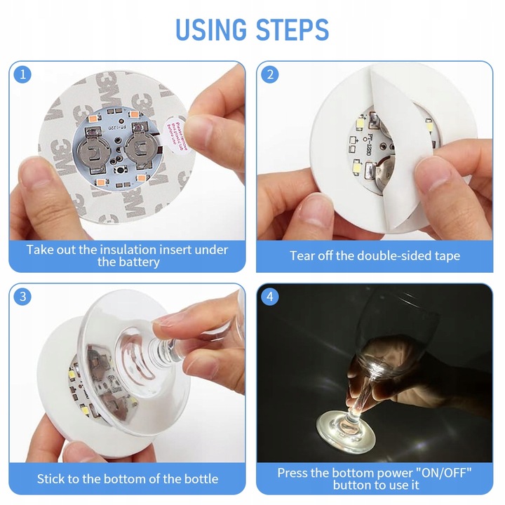 30 LED Coaster LED Naklejka LED Lampki LED do butelek na szampańskie Party