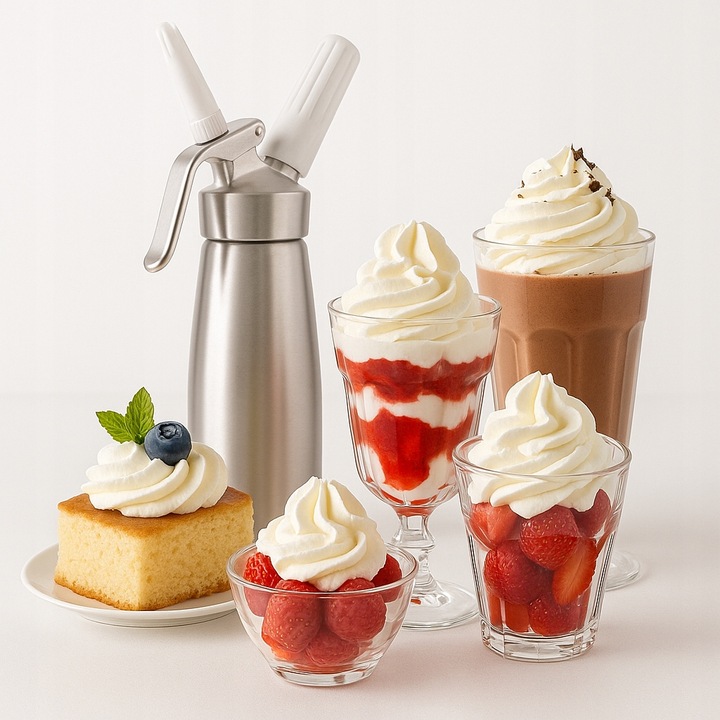 Syfon QUICK CREAM WHIPPER do Bitej Śmietany Saturator Srebrny 0,5L ART