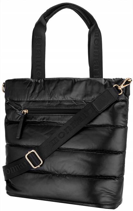 TOREBKA MONNARI Czarna SHOPPER BAG Listonoszka PIKOWANA NA RAMIĘ PASEK