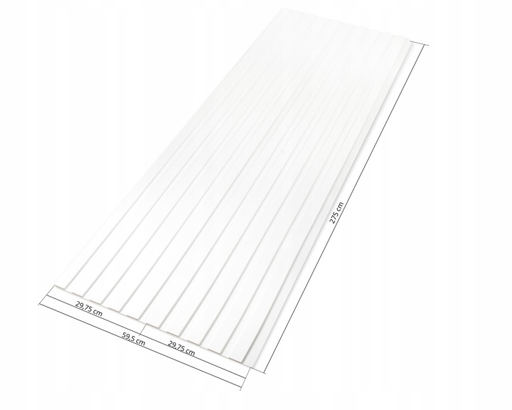 Lamele na białej płycie HDF - zestaw 59,5 cm x 275 cm - Biały 910