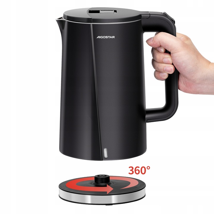 Czajnik Elektryczny Aigostar 1.7L 2200W Podwójne ścianki Czarny