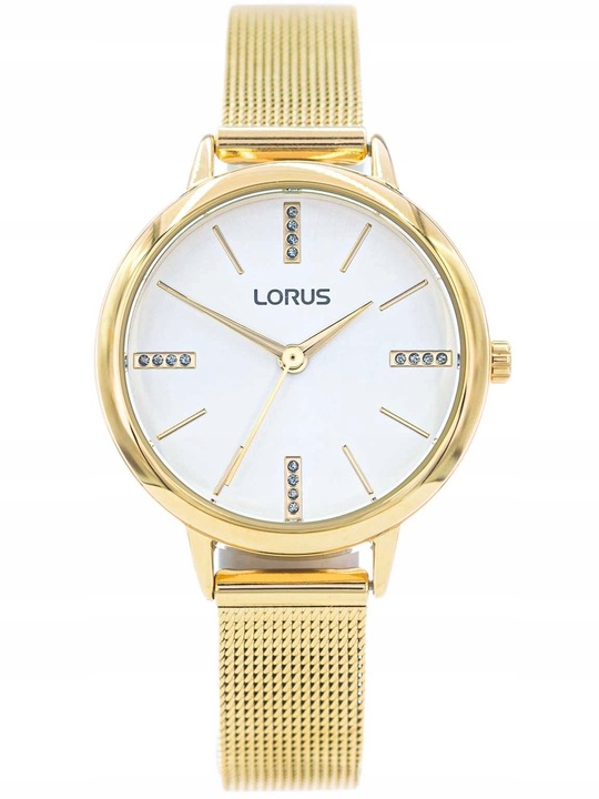DAMSKI ZEGAREK LORUS RG214QX5 NA BRANSOLECIE MESH Z CYRKONIAMI ZŁOTY