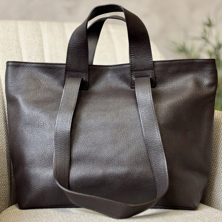 Torebka Włoska CZEKOLADOWA dwustronna SKÓRA ZAMSZ NATURALNY Vera Pelle