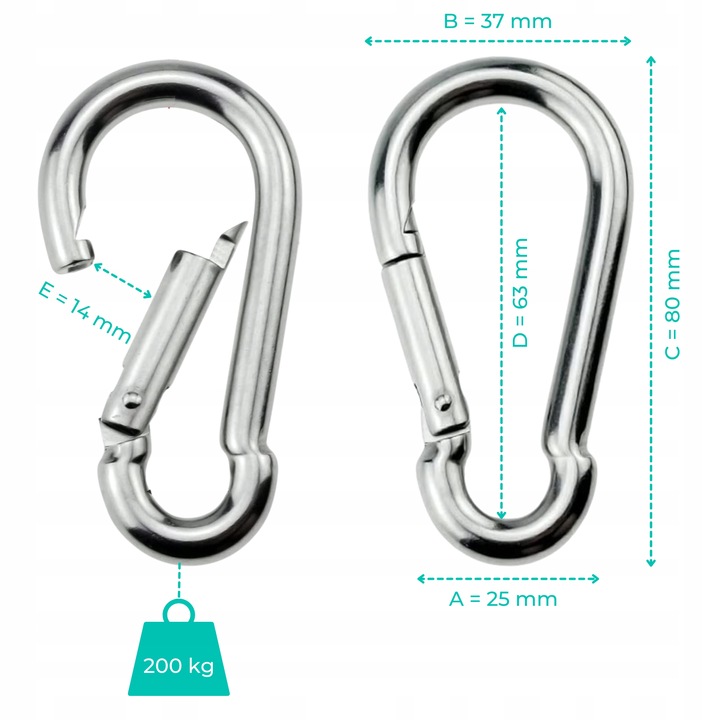 SZNUR UCHWYT DO WYCIĄGU LINA NA TRICEPS MASYWNA I SOLIDNA Z KARABIŃCZYKIEM