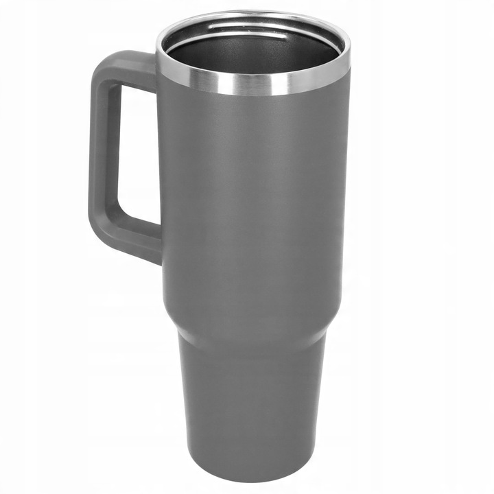 Kubek termiczny ze słomką próżniowy na kawę herbatę szary duży 1,2l