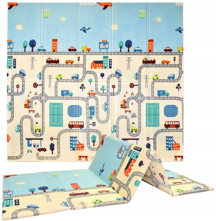 Piankowa dwustronna mata edukacyjna xpe dla dzieci duża składana 200x180cm