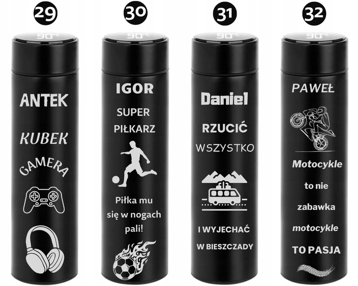 KUBEK TERMICZNY Termos LED GRAWER DO HERBATY KAWY Prezent Na URODZINY LOGO