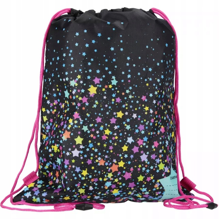 WOREK SZKOLNY PLECAK NA BUTY OBUWIE WF CZARNY W GWIAZDKI GWIAZDY GALAXY