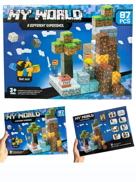 Klocki Magnetyczne 87 el. w Stylu Minecraft dla Dzieci 3+