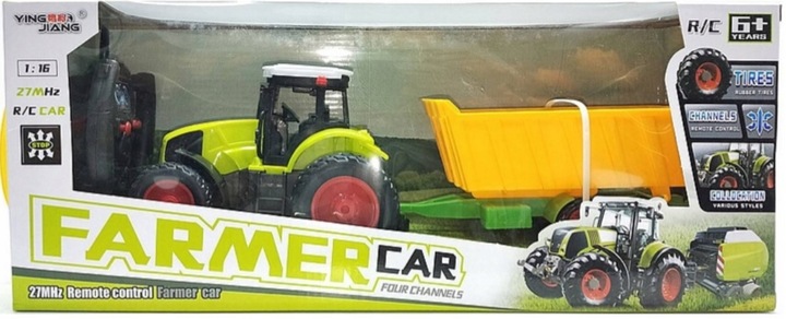 DUŻY TRAKTOR ZDALNIE STEROWANY Z PRZYCZEPĄ RC CIĄGNIK 39cm ładowanie USB