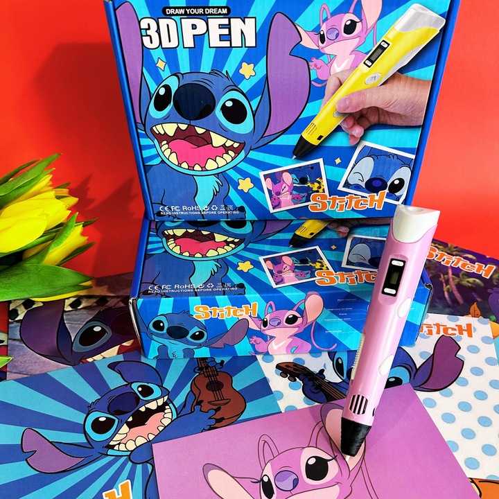 DŁUGOPIS 3D LILO I STICH ZESTAW PREZENT WKŁADY PEN DRUKARKA SZABLONY STITCH
