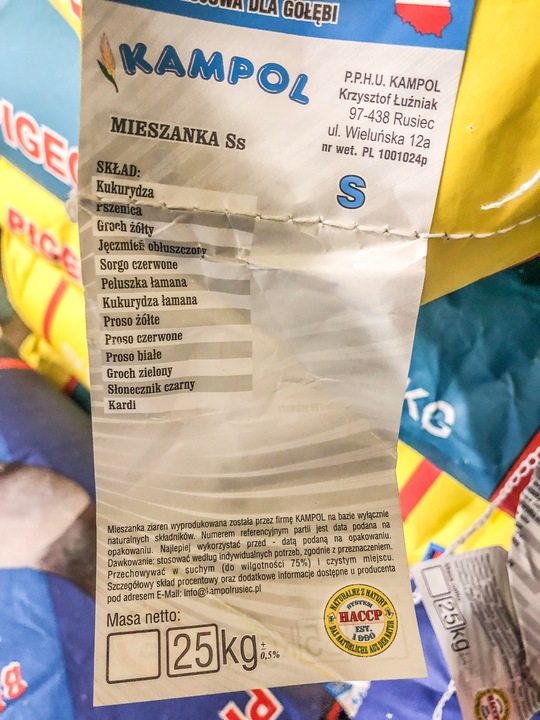 Karma dla gołębi STANDARD S Kampol 25kg