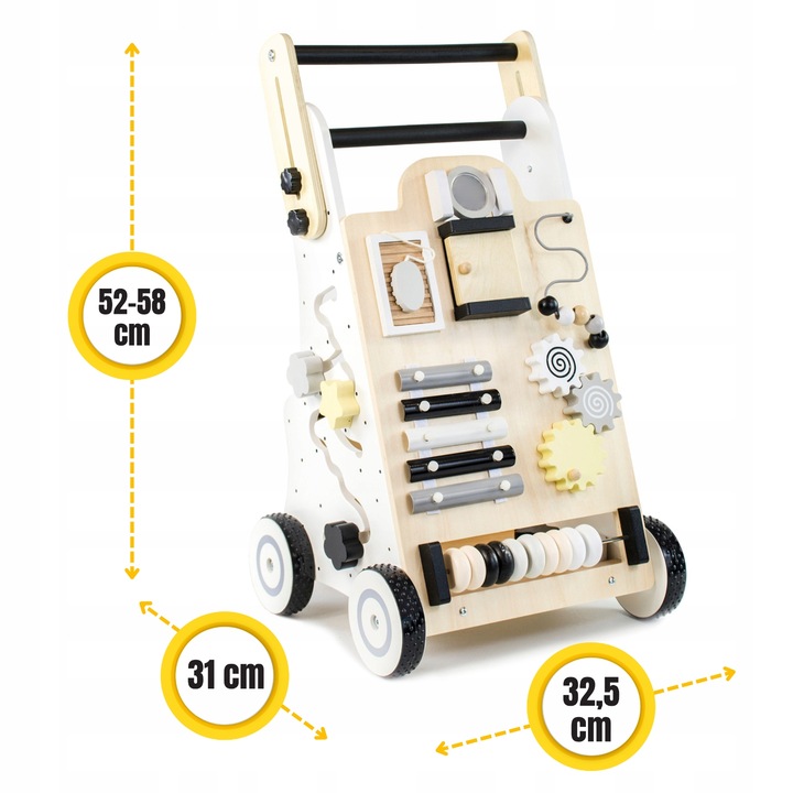 PREZENT NA ROCZEK JEŹDZIK PCHACZ DREWNIANY CHODZIK TABLICA MANIPULACYJNA