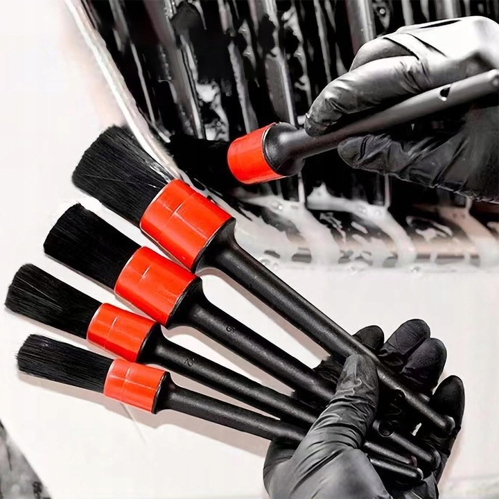 5X PĘDZLE PĘDZELKI DETAILINGOWE ZESTAW DO CZYSZCZENIA + ŚCIERECZKA ZESTAW