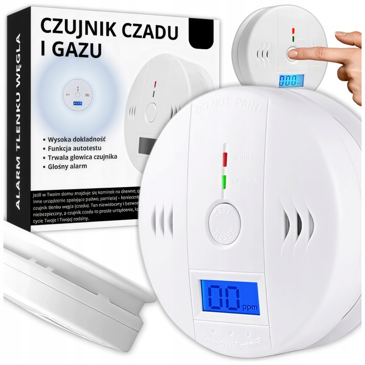 CZUJNIK CZADU TLENKU WĘGLA LCD DETEKTOR CO ALARM WYKRYWACZ BEZPRZEWODOWY
