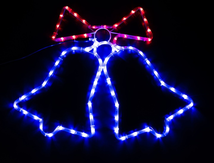 Lampki LED Czerwone Niebieskie Zewnętrzne Świąteczne Dzwonki Choinkowe IP44