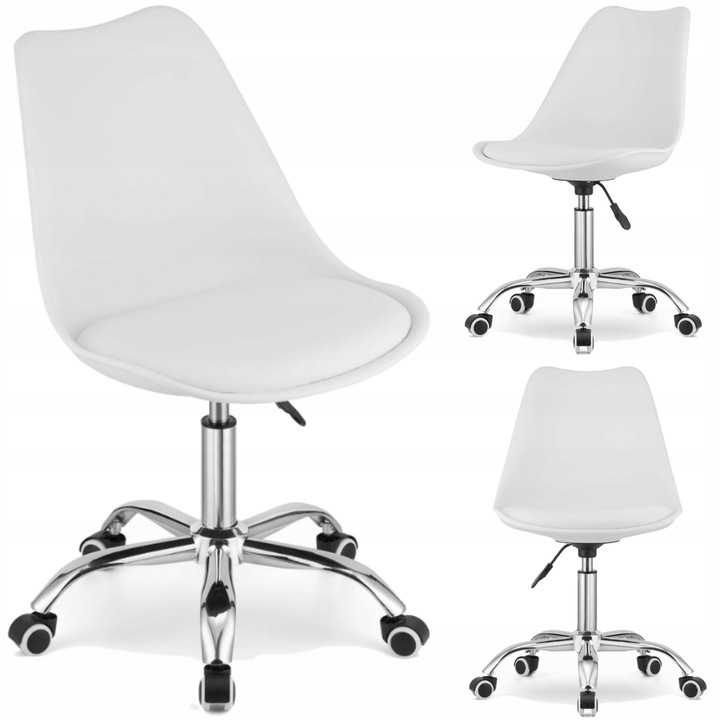 KRZESŁO FOTEL OBROTOWY BIAŁY BIUROWY REGULOWANY DLA DZIECKA DO BIURKA NAUKI