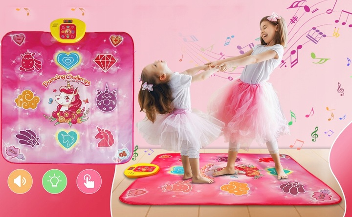 JEDNOROŻEC MATA DO TAŃCA MUZYCZNEGO DLA DZIECI 5 TRYBÓW 3 POZIOMY 100x87cm