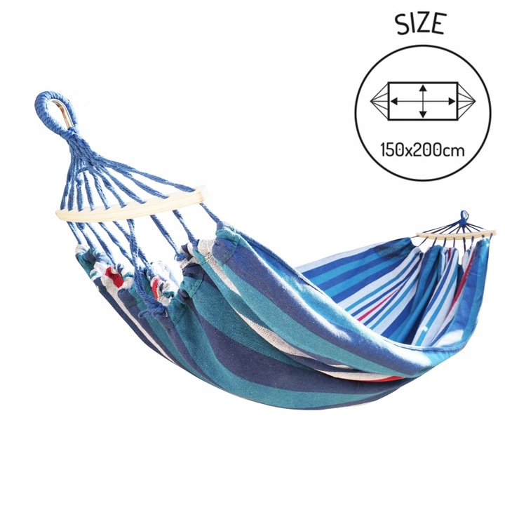 HAMAK Ogrodowy 2 Osobowy HUŚTAWKA XXL 200x150cm 2 Liny Pasy Haki Pokrowiec