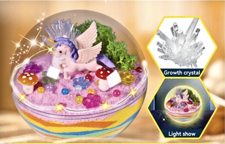ZESTAW KREATYWNY DO TWORZENIA KRYSZTAŁ JEDNOROŻEC TERRARIUM DIY DLA DZIECI
