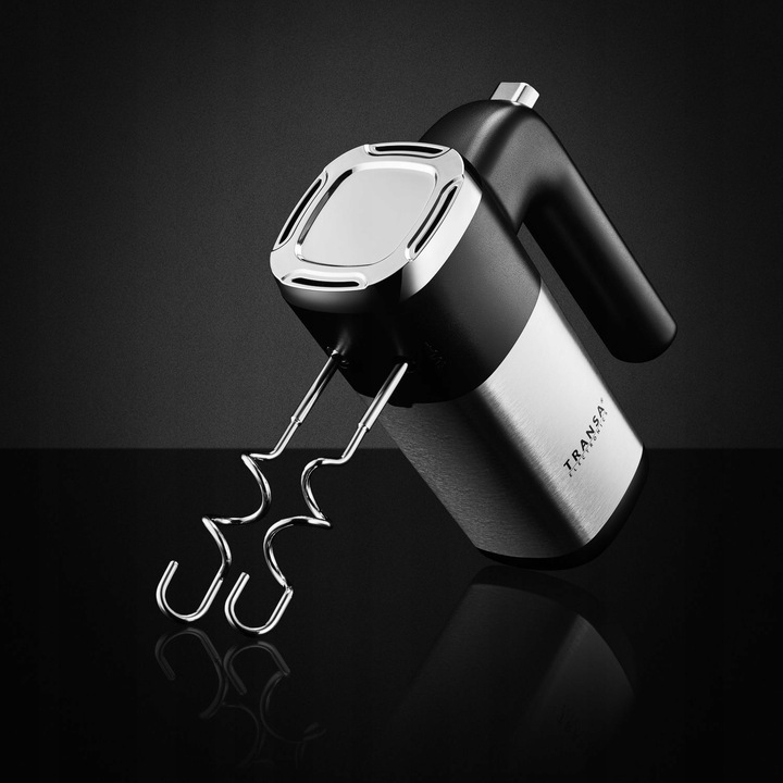 Mikser ręczny 5 biegów tryb TURBO Zestaw 4 mieszadła Organizer TRANSA 900W