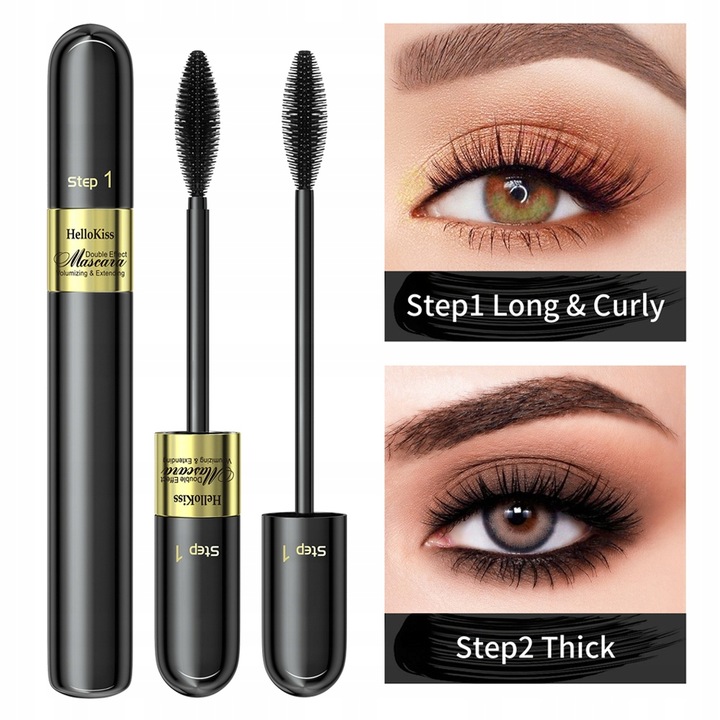 2 W 1 Tusz Do Rzęs 4D Mascara Pogrubiająco Wydłużający Czarny