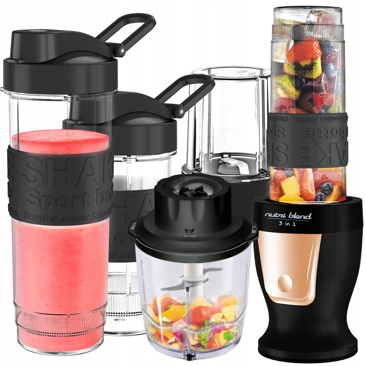 BLENDER KIELICHOWY DO KOKTAJLI SMOOTHIE BUTELKI SIEKANIE MIELENIE BLEND&GO