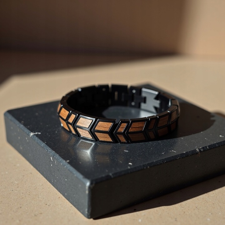 Męska bransoleta ze stali nierdzewnej i naturalnego drewna