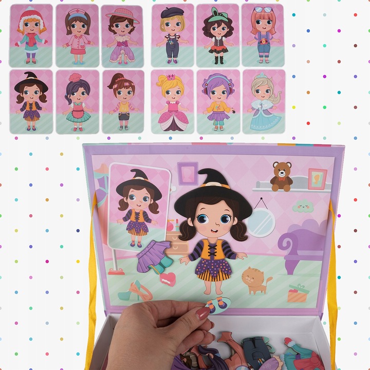 Książka układanka magnetyczna Lalka Ubieranie Dziewczynki Puzzle dla Dzieci
