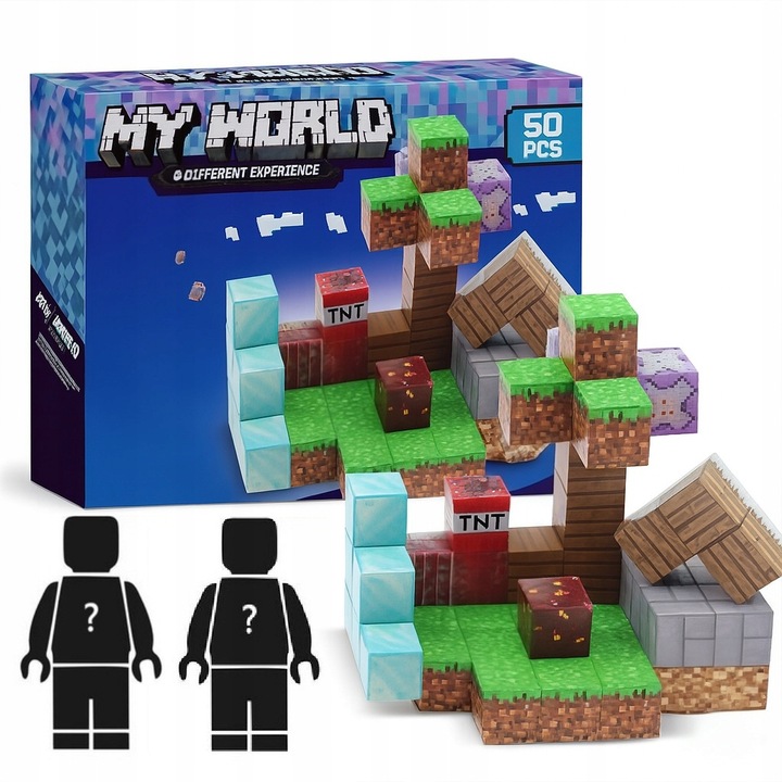 KLOCKI MAGNETYCZNE KLOCKI SZEŚCIANY 50 KLOCKÓW W TYM 2 FIGURKI