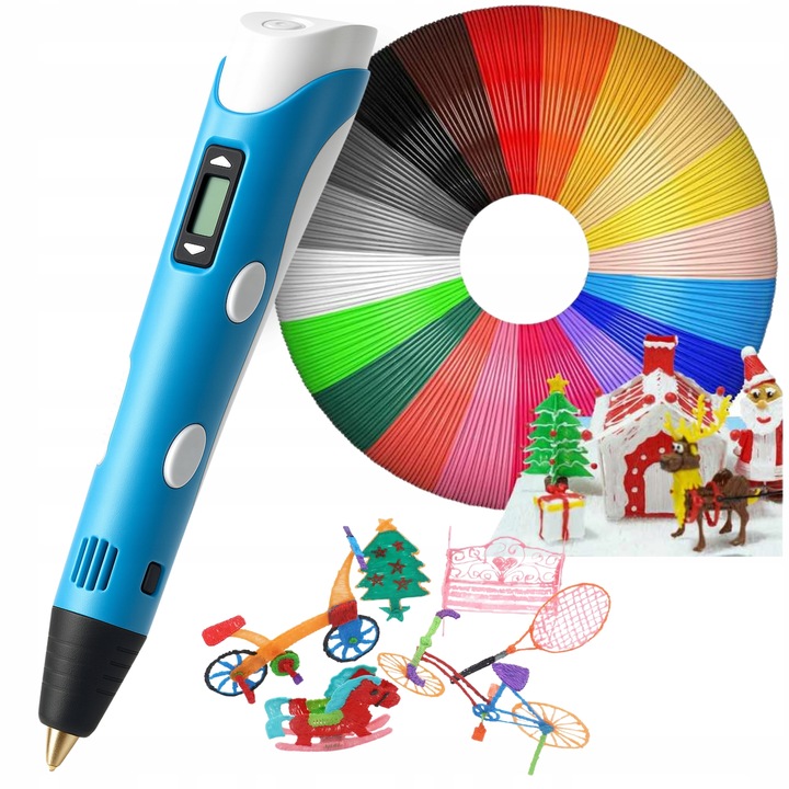 DŁUGOPIS 3D DLA DZIECI DRUKARKA MAGICZNY PEN ZESTAW + WKŁADY PLA 109 METRÓW