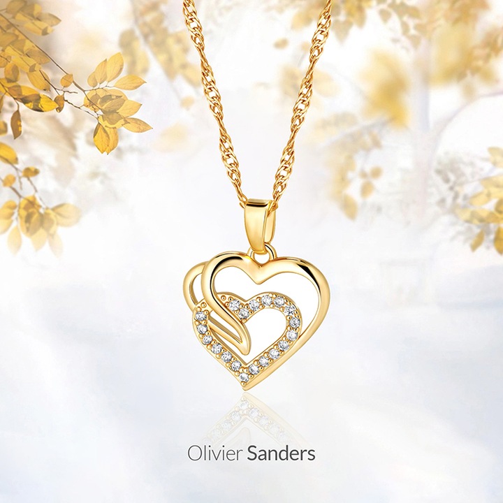 ZŁOTY NASZYJNIK DAMSKI SERCE Z CYRKONIAMI ŁAŃCUSZEK ZAWIESZKA 585 z sercem