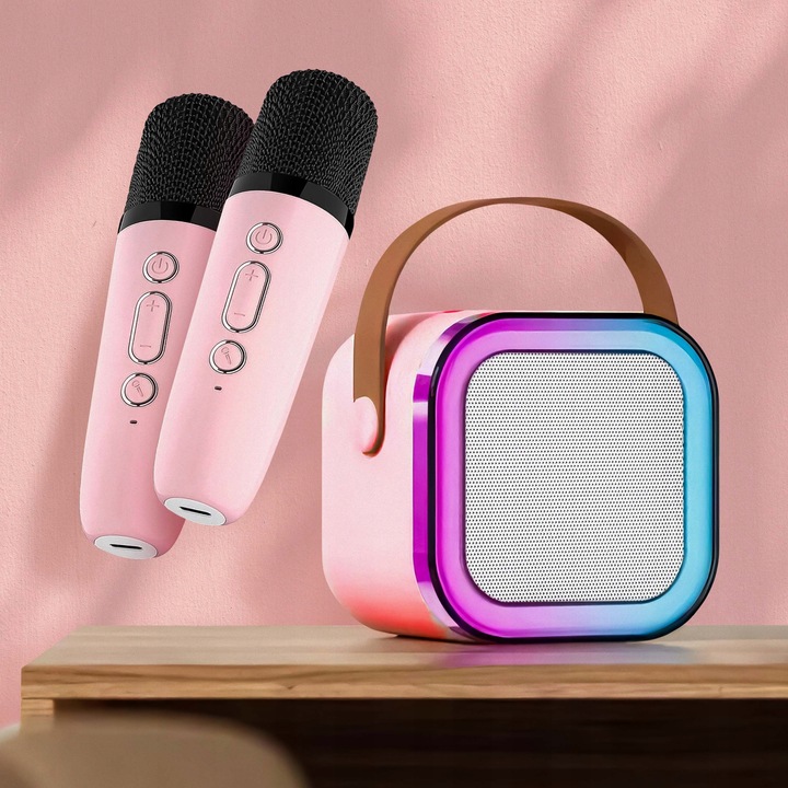 ZESTAW DO KARAOKE DLA DZIECI 2 MIKROFONY GŁOŚNIK BEZPRZEWODOWY NA BLUETOOTH