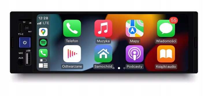 RADIO NAWIGACJA 1DIN CARPLAY ANDROID AUTO MAPY BLUETOOTH AUX