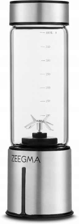 Blender Przenośny Bezprzewodowy DUŻY 465ml 300W ZEEGMA Go Plus SREBRNY